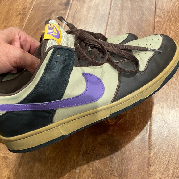 brown and purple dunks